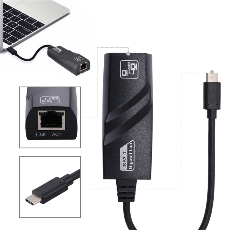Adaptador de red USB-C / Type-C a RJ45 Gigabit Ethernet de 15 cm, RJ45