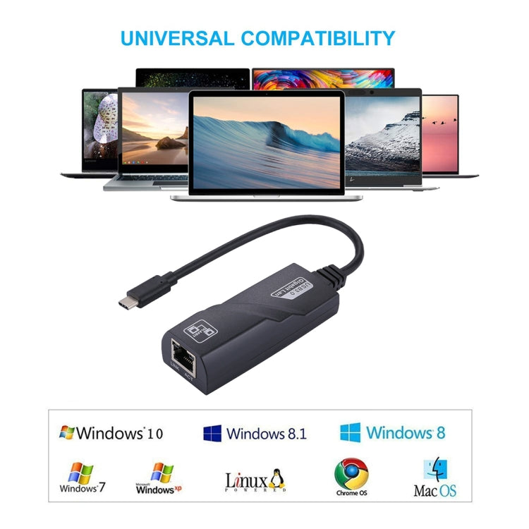 Adaptador de red USB-C / Type-C a RJ45 Gigabit Ethernet de 15 cm, RJ45