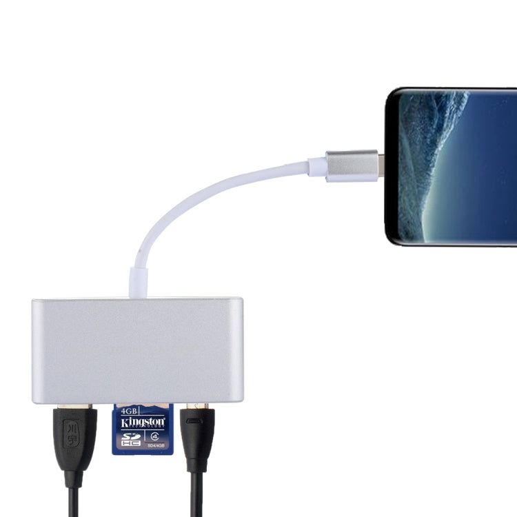 5 en 1 Micro SD + SD + USB 3.0 + USB 2.0 + Puerto Micro USB a USB-C / Type-C OTG COMBO Adaptador Lector de tarjetas para tableta, teléfono inteligente, PC, 5 in 1(Silver), 5 in 1(Gold)