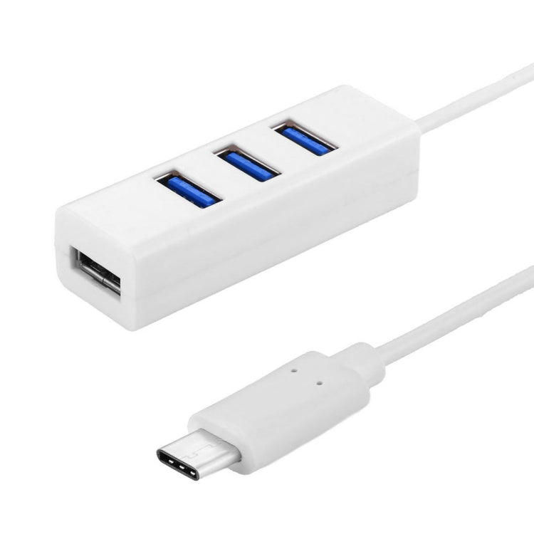 Adaptador HUB portátil USB-C / Type-C macho a 4 puertos USB hembra, 4 Ports USB (White)
