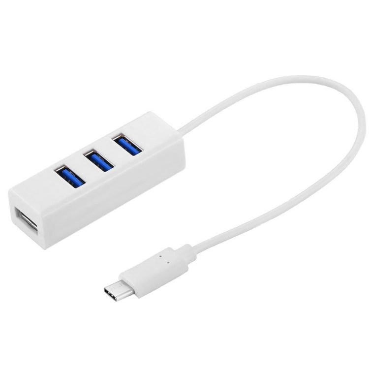 Adaptador HUB portátil USB-C / Type-C macho a 4 puertos USB hembra, 4 Ports USB (White)