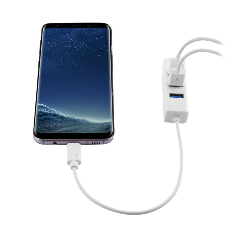 Adaptador HUB portátil USB-C / Type-C macho a 4 puertos USB hembra, 4 Ports USB (White)