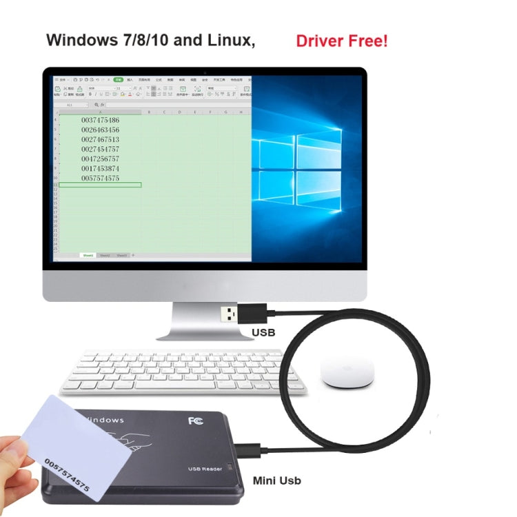 Lector de tarjetas inductivo con interfaz USB de 5W para tarjeta IC / ID
