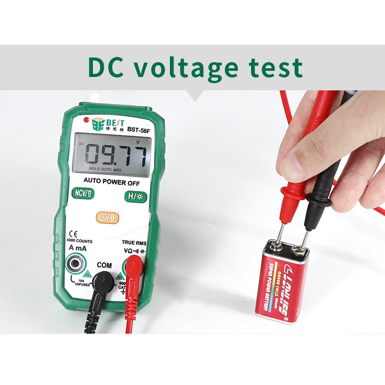 MEJOR BST-58F Multímetro de rango automático completo sin cambio Identificación inteligente Multímetro digital Mini instrumento eléctrico para el hogar