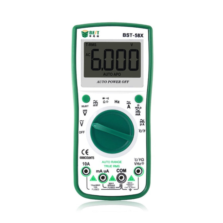 MEJOR BST-58X Multímetro digital multifunción Rango automático Pantalla semi retroiluminada de cuatro posiciones Inteligente anti quemaduras