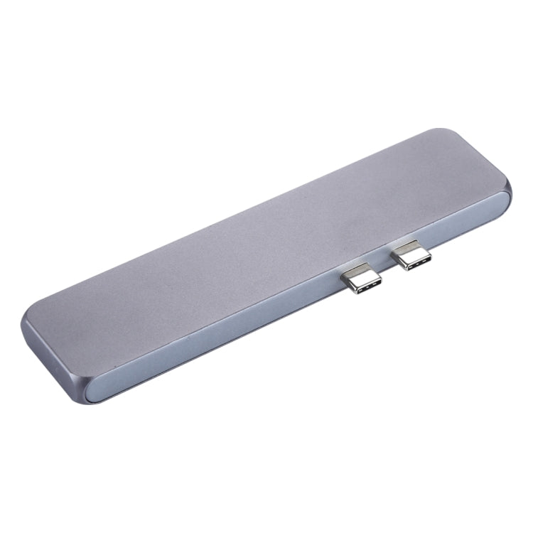 Adaptador HUB USB-C/Tipo-C dual multifunción de aleación de aluminio con HDMI hembra y 2 puertos USB 3.0 y 2 puertos USB-C/Tipo-C y ranura para tarjeta SD y ranura para tarjeta TF, HDMI+2xUSB 3.0+2xType-C+Micro SD+SD