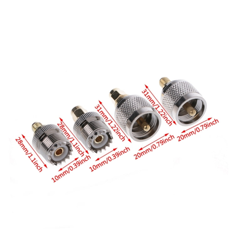 4 PCS / Set A13 Kit adaptador PL259 / SO239 a SMA macho / hembra tipo conector RF