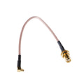 Cable trenzado RG316 SMA hembra a MMCX macho en ángulo recto, longitud: 15 cm