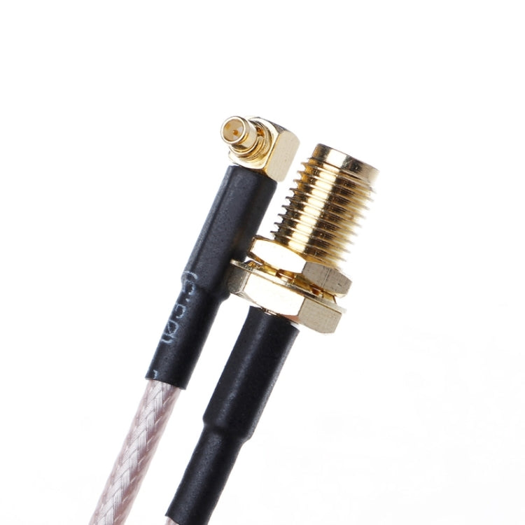 Cable trenzado RG316 SMA hembra a MMCX macho en ángulo recto, longitud: 15 cm