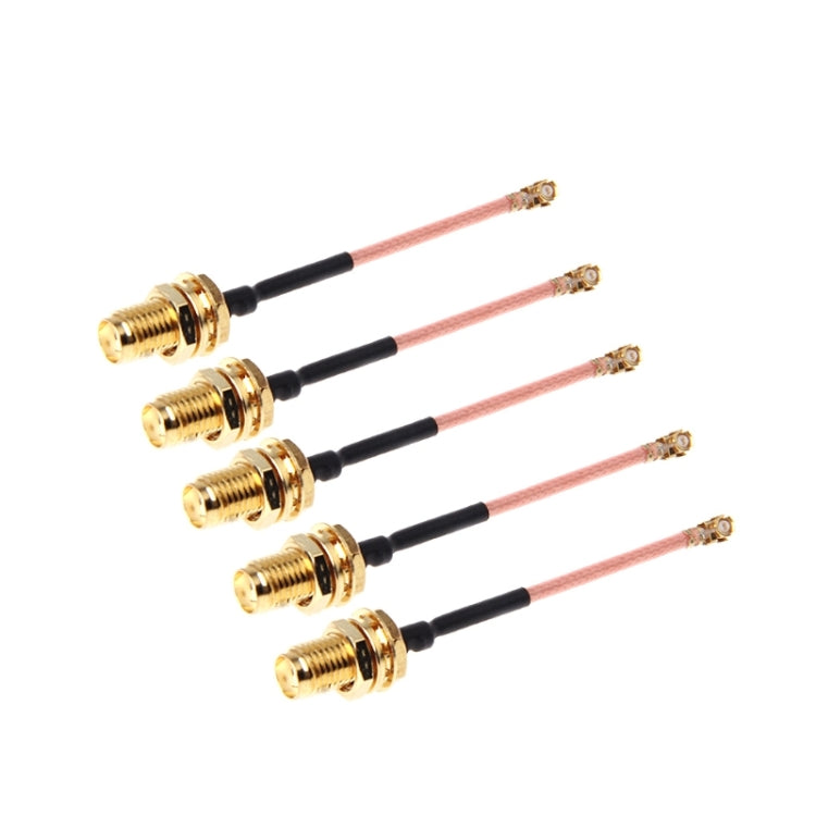 5 PCS RG178 Ufl / IPX / IPEX a SMA Cable trenzado adaptador hembra, Longitud: 5 cm, 5cm