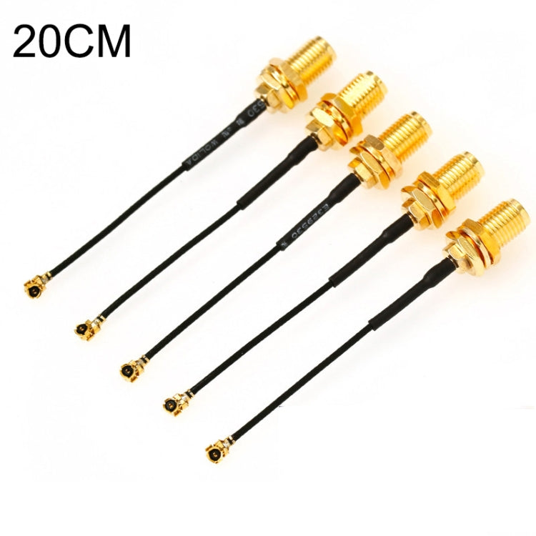 5 PCS / Set RG178 Ufl / IPX / IPEX a SMA Cable trenzado adaptador hembra, Longitud: 20 cm, 20cm