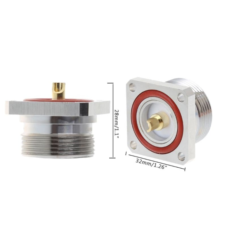 Conector central L29 7/16 Din hembra Jack con adaptador Coaxial RF de copa de soldadura de cubierta de brida de 4 agujeros