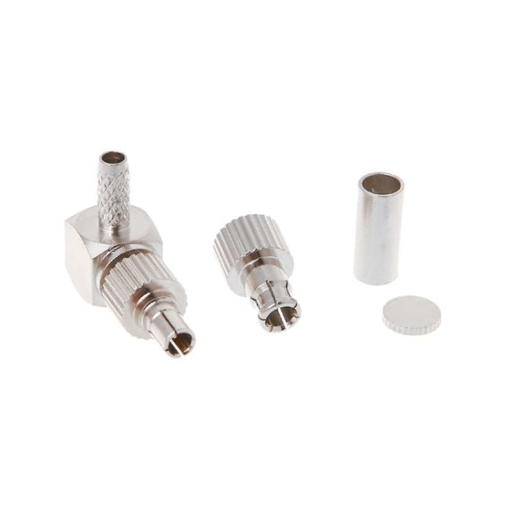 Conector de tarjeta Coaxial RF de ángulo recto macho 2 en 1 TS9 / CRC9 para RG174 / 178 / 316 LMR100