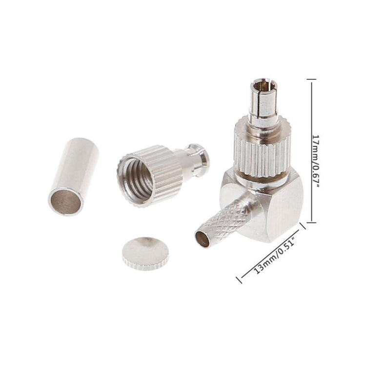 Conector de tarjeta Coaxial RF de ángulo recto macho 2 en 1 TS9 / CRC9 para RG174 / 178 / 316 LMR100