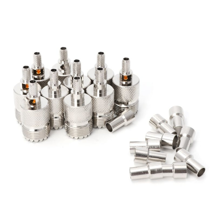 10 juegos de adaptador Coaxial conector RF prensado conector hembra UHF