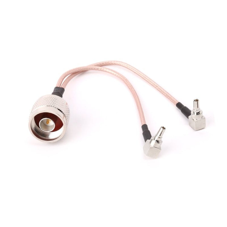 Cable de conexión RG316 N macho a 2xTS9 / 2xCRC9 macho, longitud: 15 cm, N Male to 2xTS9 / 2xCRC9 Male 15cm