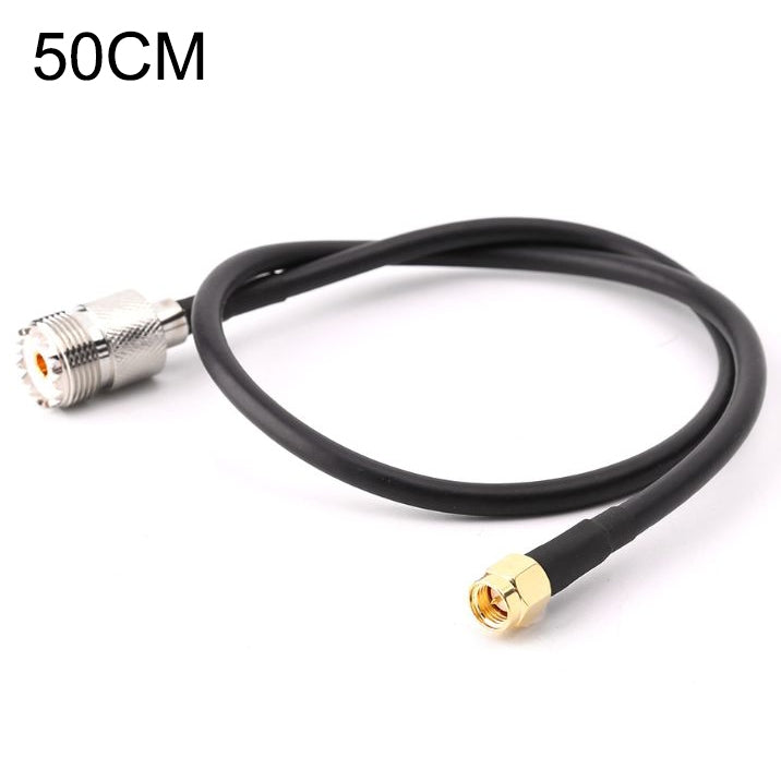 Cable de conexión RG58 UHF hembra a SMA macho, longitud: 50 cm, Length: 50cm