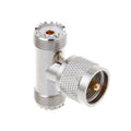 Adaptador UHF macho PL259 en forma de T a 2 UHF hembra
