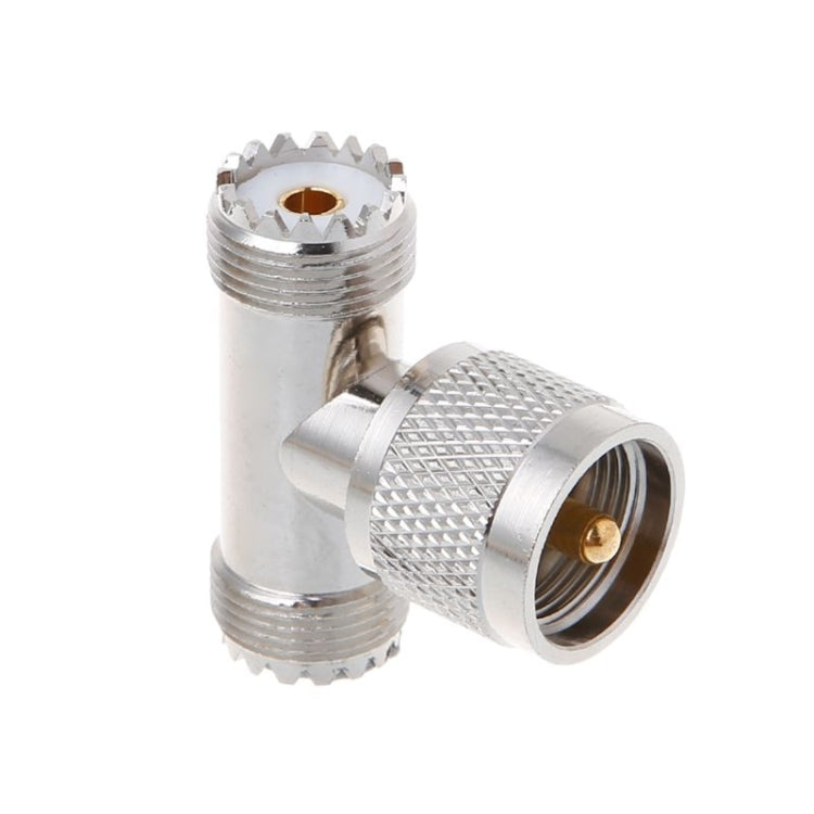 Adaptador UHF macho PL259 en forma de T a 2 UHF hembra