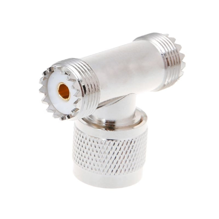Adaptador UHF macho PL259 en forma de T a 2 UHF hembra