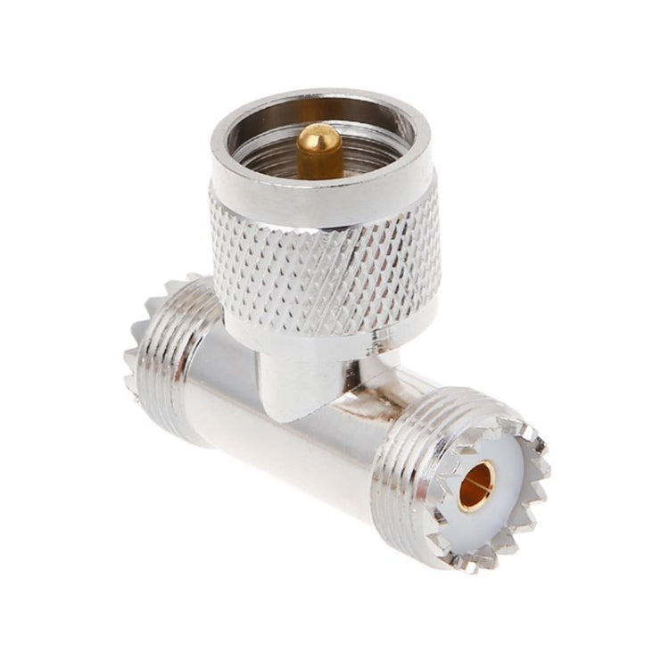 Adaptador UHF macho PL259 en forma de T a 2 UHF hembra