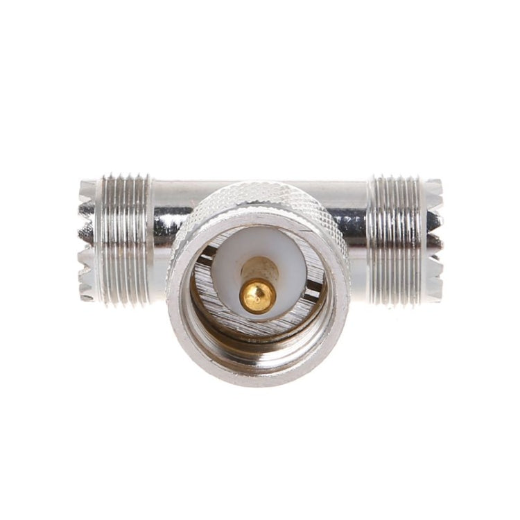 Adaptador UHF macho PL259 en forma de T a 2 UHF hembra