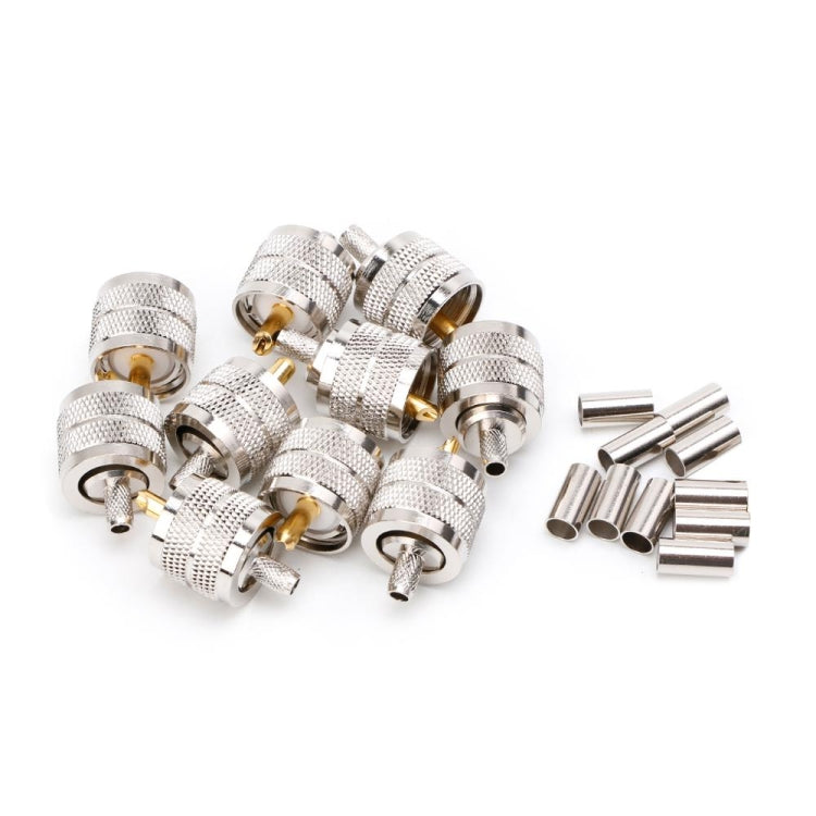 Adaptador de conector de engarzado de enchufe PL259 macho UHF de 10 piezas