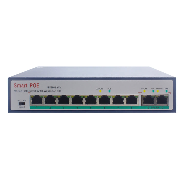 ESCAM POE 8+2 Conmutador Fast Ethernet de 10 puertos Conmutador de red POE de 8 puertos 10/100M 120W, Distancia de transmisión: 150m, 10 Ports
