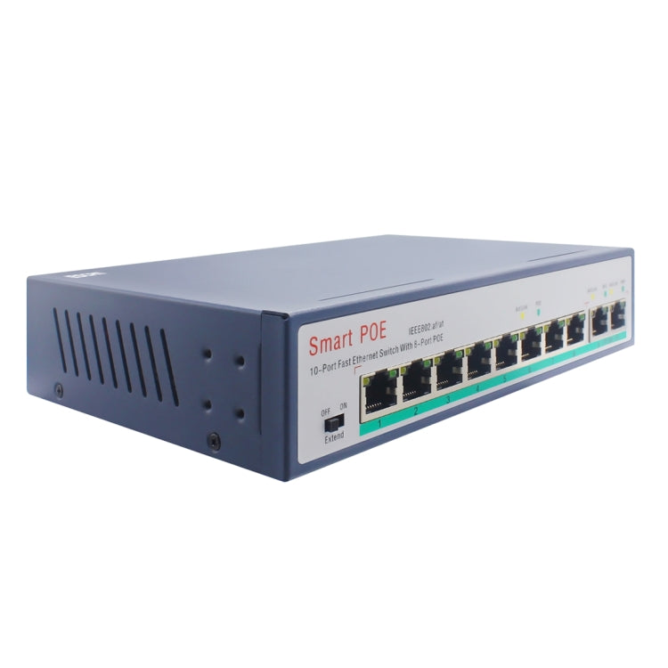 ESCAM POE 8+2 Conmutador Fast Ethernet de 10 puertos Conmutador de red POE de 8 puertos 10/100M 120W, Distancia de transmisión: 150m, 10 Ports