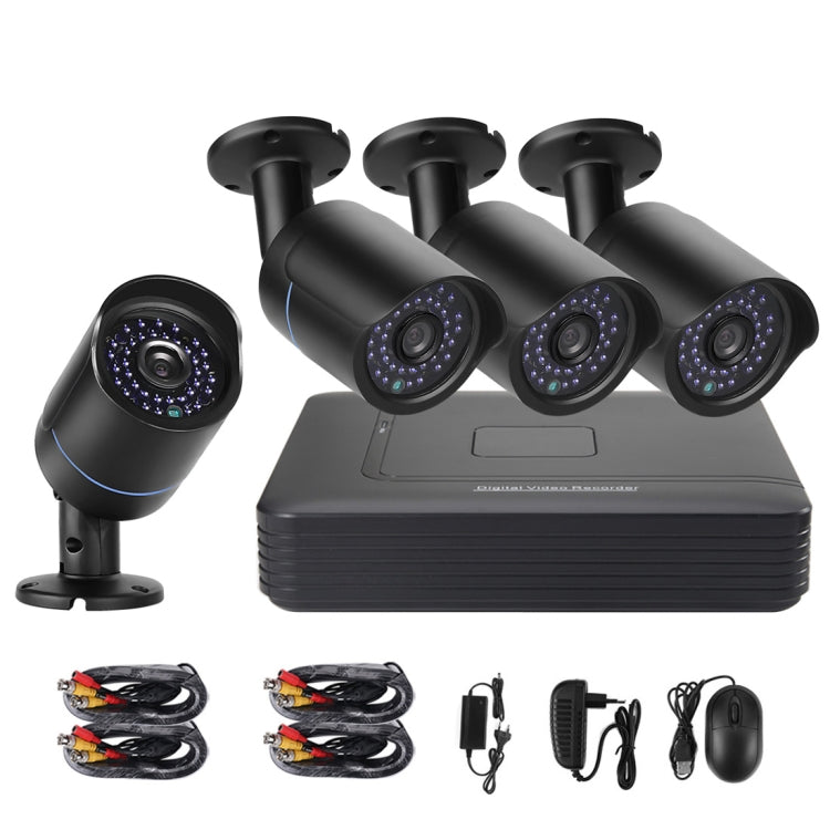 A4B5-Mini 4 canales 720P 1.0 megapíxeles 4 x cámaras Bullet AHD Kit AHD DVR, compatible con visión nocturna / detección de movimiento, distancia IR: 20 m, A4B5-Mini Kit