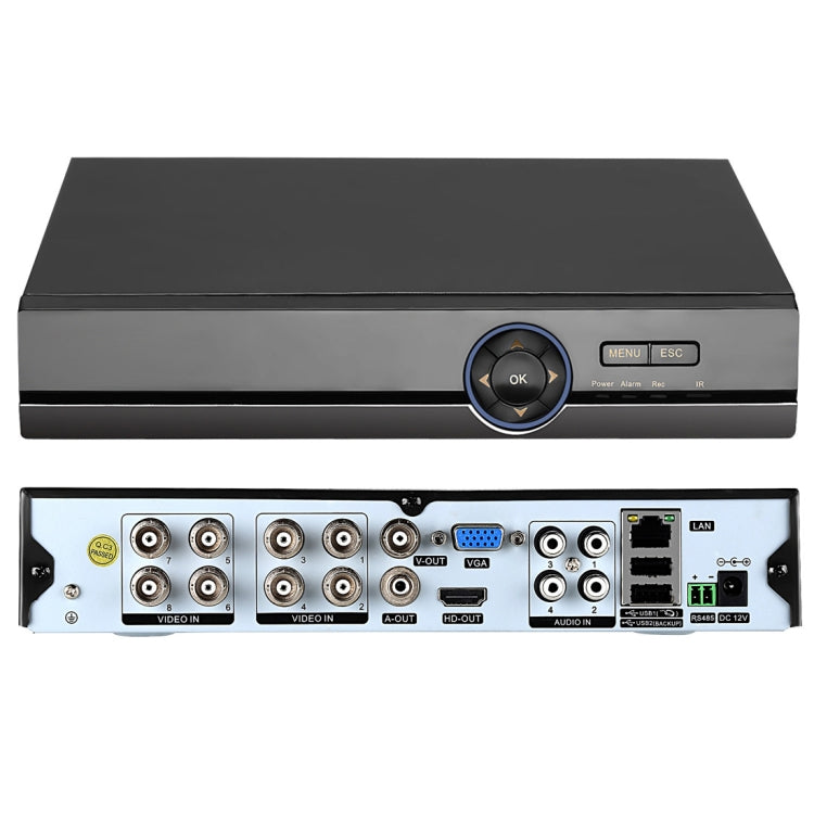 A81U-ZS 5 en 1 DVR de doble flujo H.264 1080N AHD de 8 canales, compatible con señal AHD / TVI / CVI / CVBS / IP, A81U-ZS