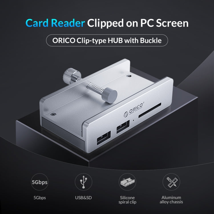 ORICO MH2AC-U3 HUB USB3.0 tipo clip de 2 puertos con lector de tarjetas SD