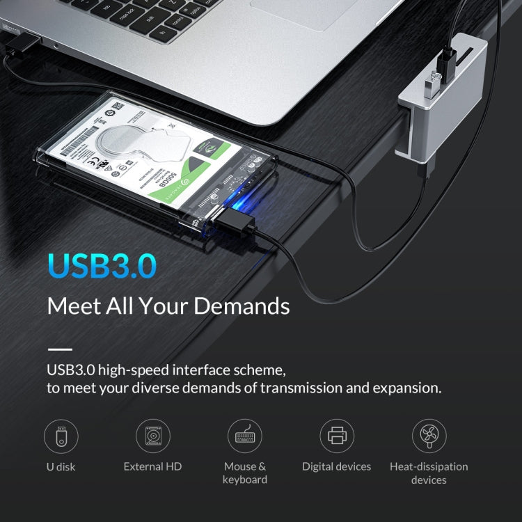 ORICO MH2AC-U3 HUB USB3.0 tipo clip de 2 puertos con lector de tarjetas SD