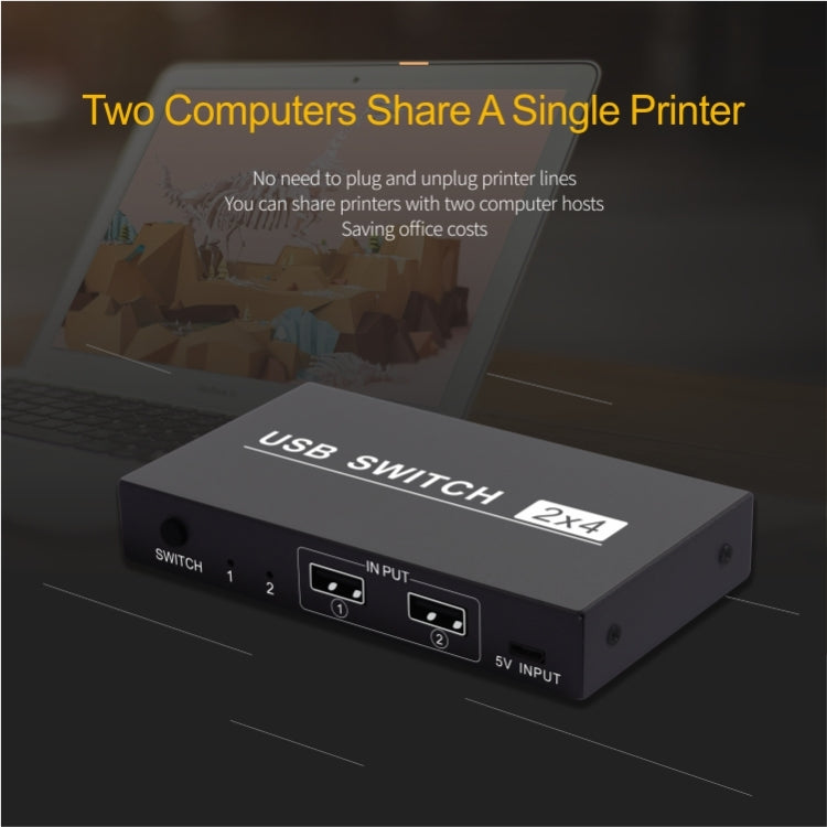 Conmutador USB 2x4, 2 puertos, PC que comparten 4 dispositivos para impresora, teclado, ratón, Monitor, 2x4 USB Switc