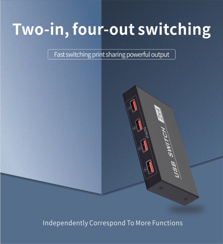 Conmutador USB 2x4, 2 puertos, PC que comparten 4 dispositivos para impresora, teclado, ratón, Monitor, 2x4 USB Switc
