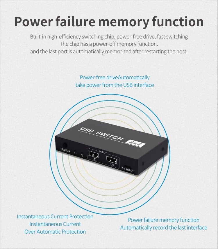 Conmutador USB 2x4, 2 puertos, PC que comparten 4 dispositivos para impresora, teclado, ratón, Monitor, 2x4 USB Switc
