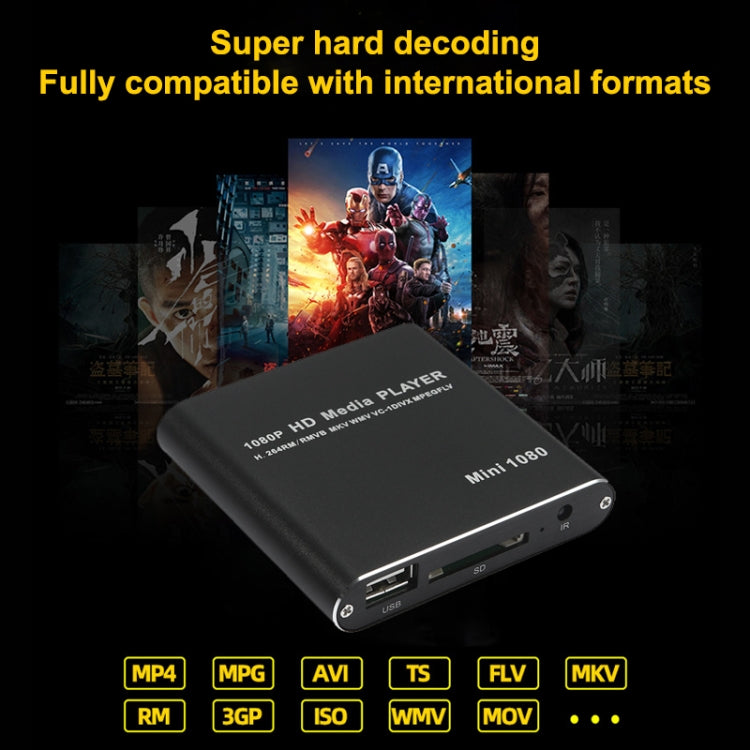 MINI 1080P Full HD Media USB HDD reproductor de tarjetas SD/MMC, US, EU, UK