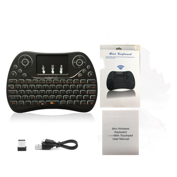I8 Max 2,4 GHz Mini teclado inalámbrico con panel táctil recargable Fly Air Mouse juego inteligente retroiluminado de 7 colores