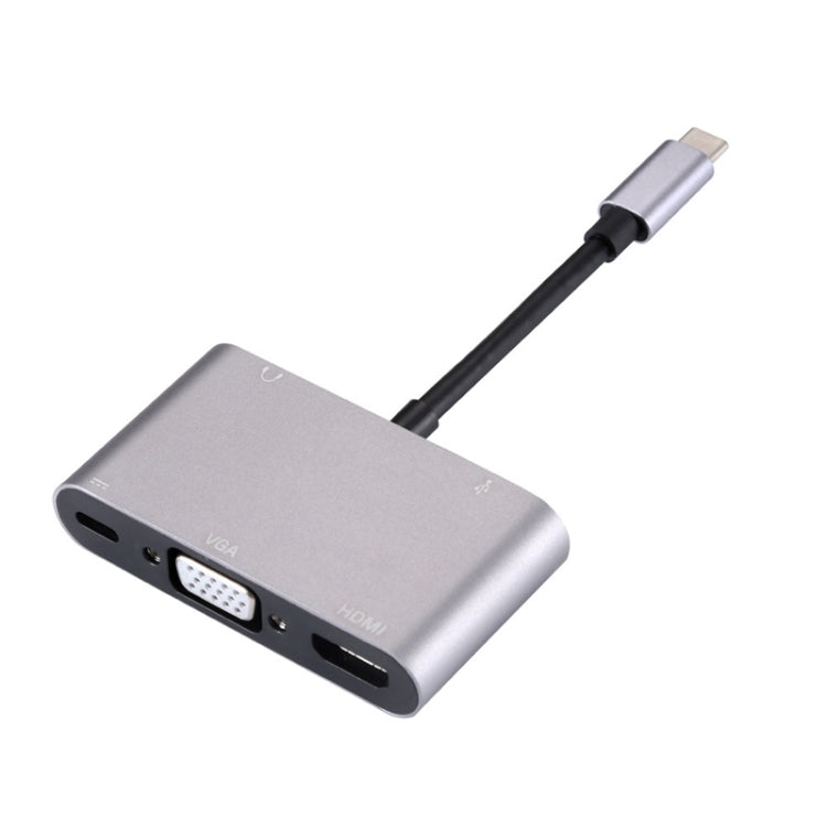 5 en 1 Tipo-C a HDMI + VGA + USB 3.0 + Puerto de audio + Adaptador HUB de puerto PD