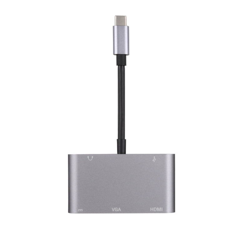 5 en 1 Tipo-C a HDMI + VGA + USB 3.0 + Puerto de audio + Adaptador HUB de puerto PD