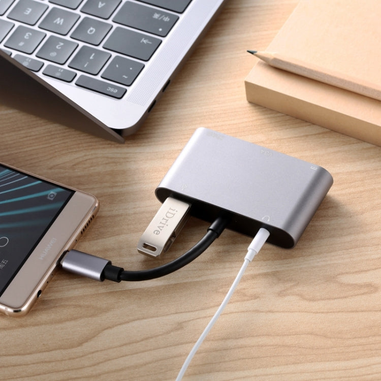 5 en 1 Tipo-C a HDMI + VGA + USB 3.0 + Puerto de audio + Adaptador HUB de puerto PD