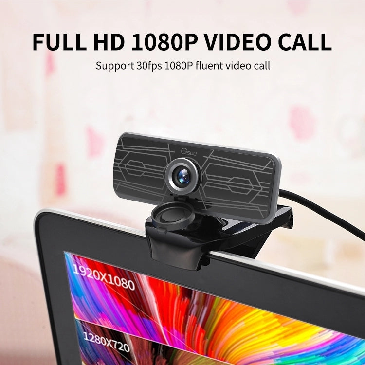 Cámara web Gsou T16s 1080P HD con cubierta, micrófono incorporado para clases en línea, transmisión de vídeo de conferencias