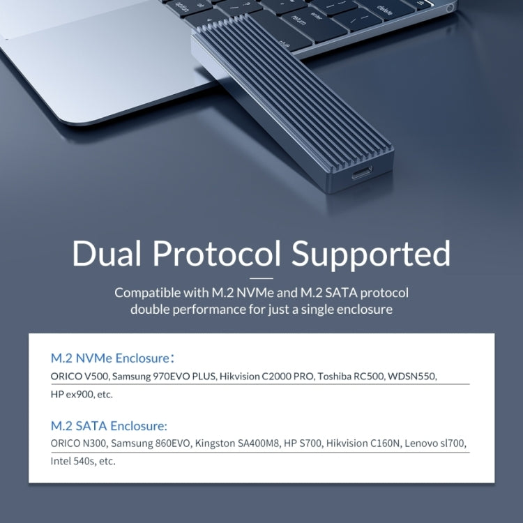 ORICO M2PJM-C3 M.2 SSD Caja de disco duro de doble protocolo