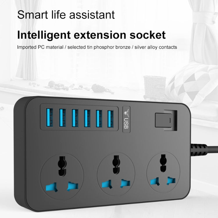 T09 3000W Alta potencia Multifunción Plug-in Conector universal internacional de 3 orificios + 6 USB de carga inteligente, EU PLUG, US PLUG, UK PLUG