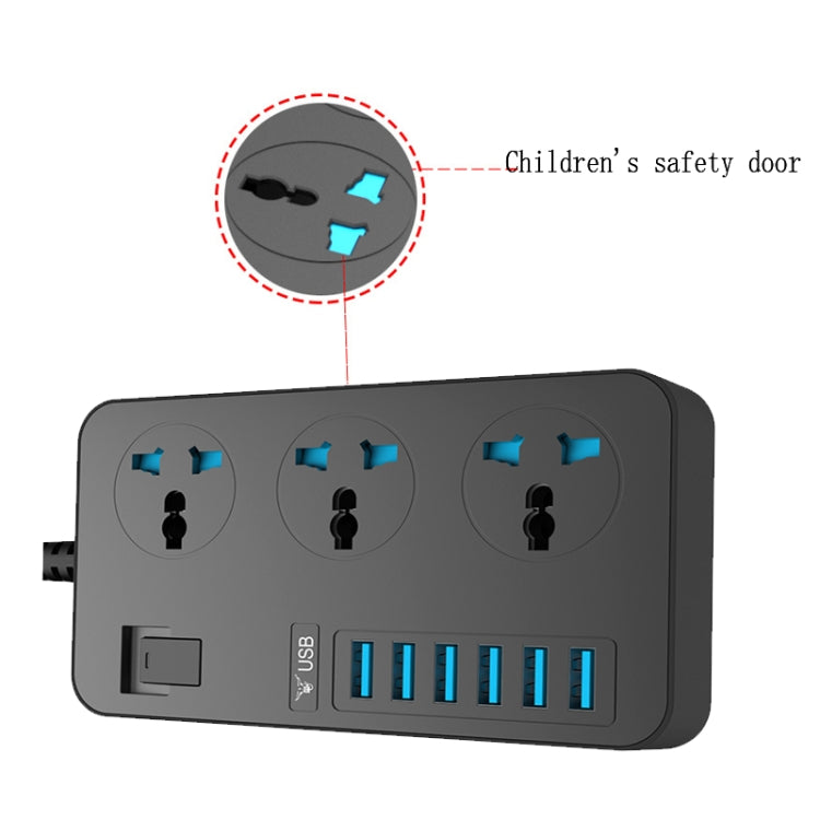 T09 3000W Alta potencia Multifunción Plug-in Conector universal internacional de 3 orificios + 6 USB de carga inteligente, EU PLUG, US PLUG, UK PLUG