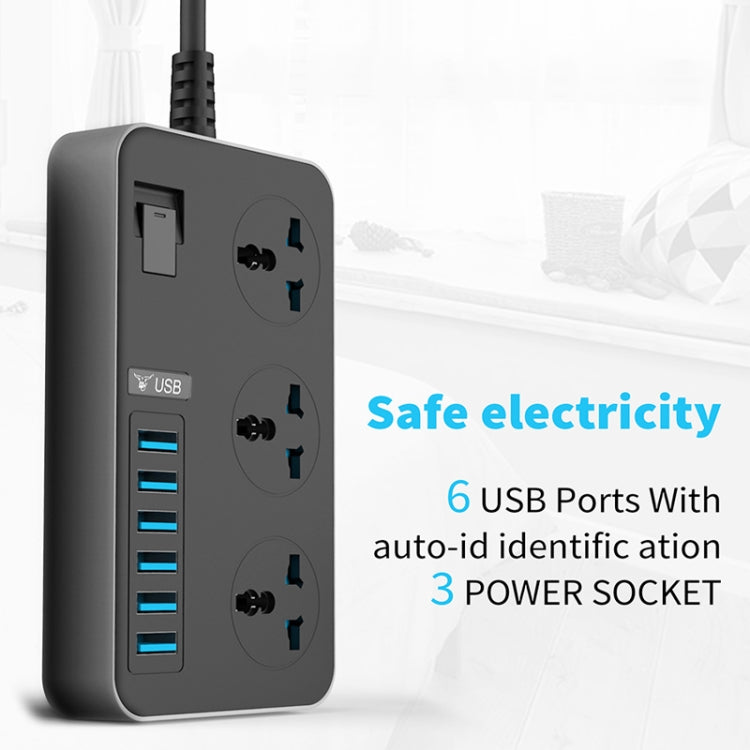 T09 3000W Alta potencia Multifunción Plug-in Conector universal internacional de 3 orificios + 6 USB de carga inteligente, EU PLUG, US PLUG, UK PLUG