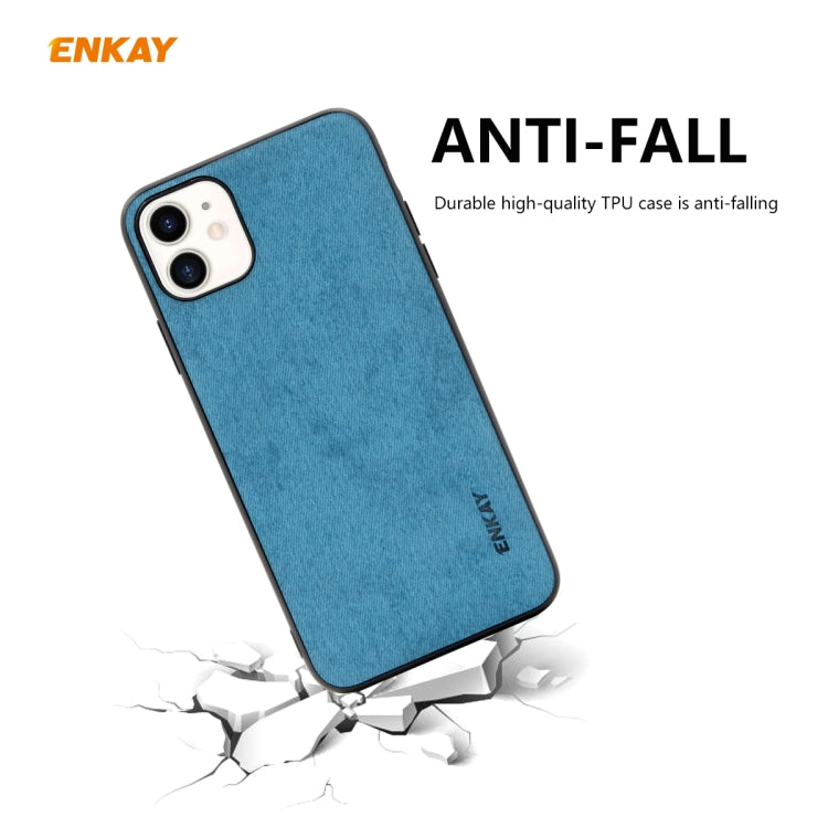 Para iPhone 11 ENKAY ENK-PC028 Serie de negocios Textura de tela Cuero de PU + TPU Estuche delgado y suave, For iPhone 11