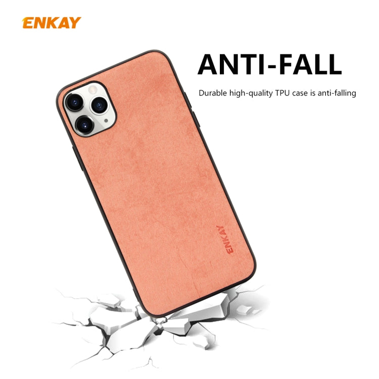 Para iPhone 11 Pro Max ENKAY ENK-PC030 Serie de negocios Textura de tela Cuero de PU + TPU Funda delgada y suave, For iPhone 11 Pro Max