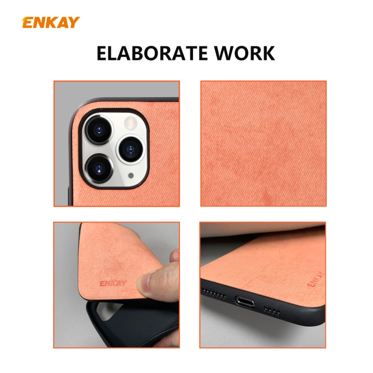 Para iPhone 11 Pro Max ENKAY ENK-PC030 Serie de negocios Textura de tela Cuero de PU + TPU Funda delgada y suave, For iPhone 11 Pro Max