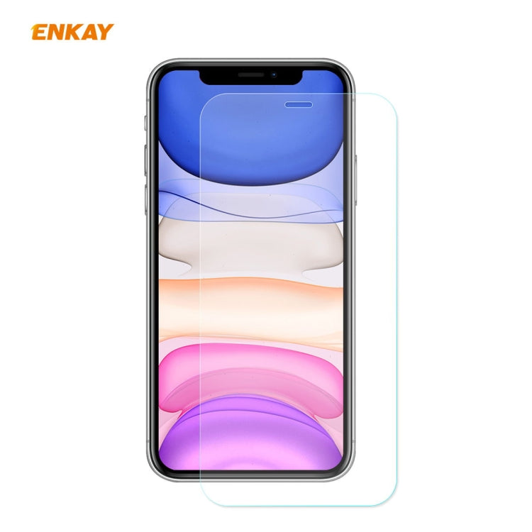 Para iPhone 11 ENKAY ENK-PC0282 2 en 1 Serie de negocios Textura de tela Cuero de PU + TPU Funda de estuche delgado y suave ＆ 0.26mm 9H 2.5D Película de vidrio templado, For iPhone 11
